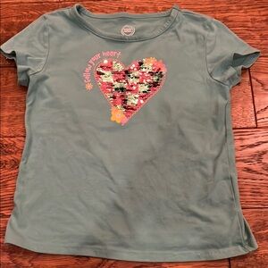 Kids Green Heart Sequin T-Shirt